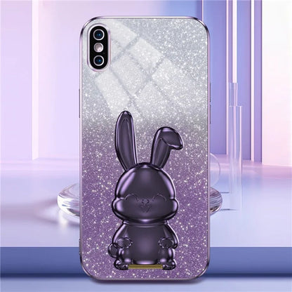 For iPhone XS Max Pull-out Kickstand Phone Cover Fall Protection Rabbit Case