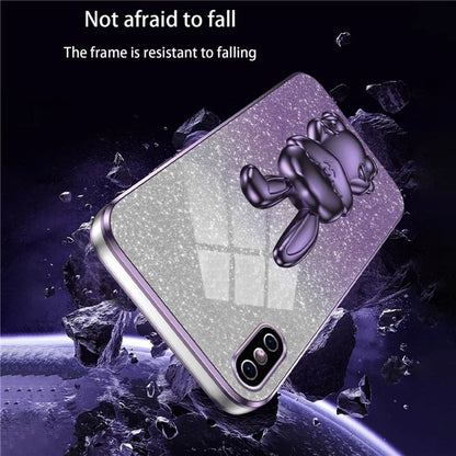 For iPhone XS Max Pull-out Kickstand Phone Cover Fall Protection Rabbit Case