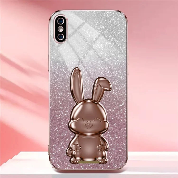 For iPhone XS Max Pull-out Kickstand Phone Cover Fall Protection Rabbit Case