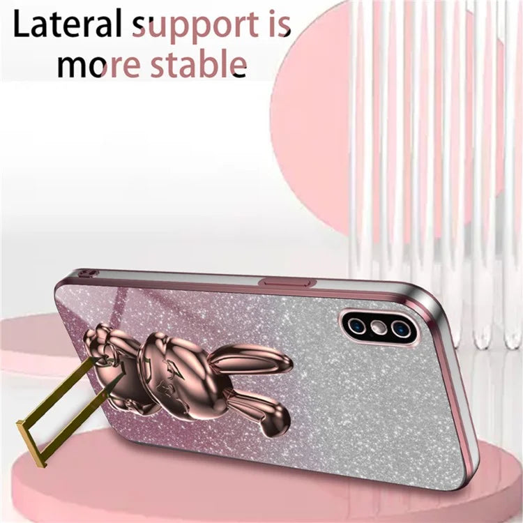 For iPhone XS Max Pull-out Kickstand Phone Cover Fall Protection Rabbit Case