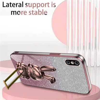 For iPhone XS Max Pull-out Kickstand Phone Cover Fall Protection Rabbit Case