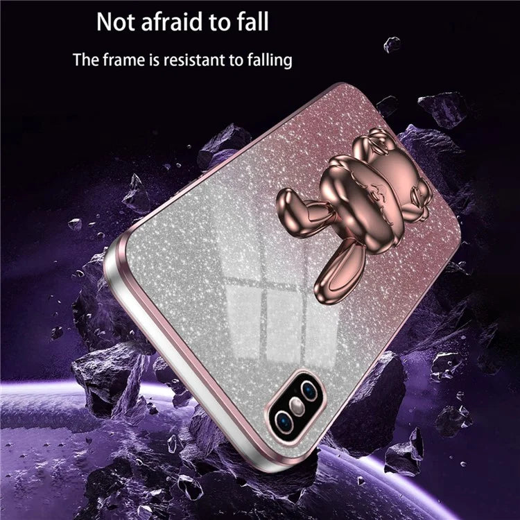 For iPhone XS Max Pull-out Kickstand Phone Cover Fall Protection Rabbit Case