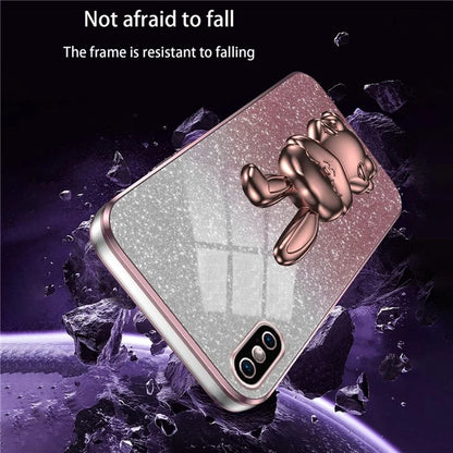 For iPhone XS Max Pull-out Kickstand Phone Cover Fall Protection Rabbit Case