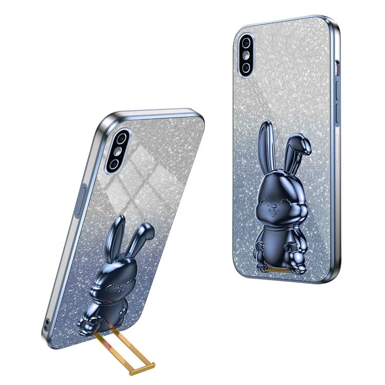 For iPhone XS Max Pull-out Kickstand Phone Cover Fall Protection Rabbit Case