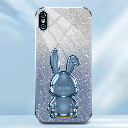 For iPhone XS Max Pull-out Kickstand Phone Cover Fall Protection Rabbit Case