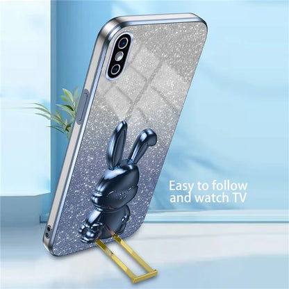 For iPhone XS Max Pull-out Kickstand Phone Cover Fall Protection Rabbit Case