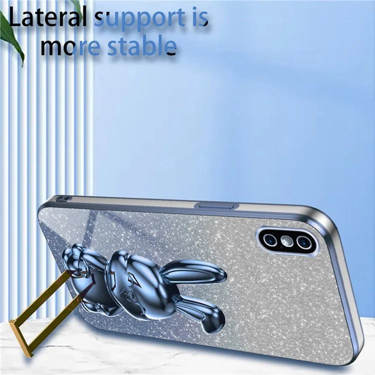 For iPhone XS Max Pull-out Kickstand Phone Cover Fall Protection Rabbit Case