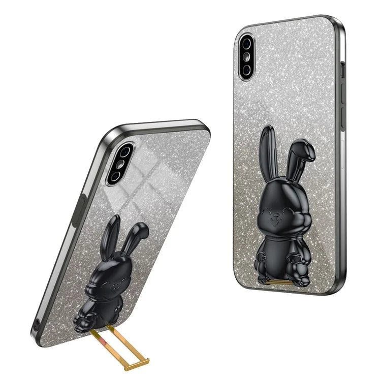 For iPhone XS Max Pull-out Kickstand Phone Cover Fall Protection Rabbit Case