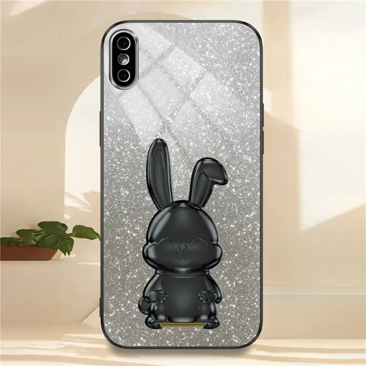 For iPhone XS Max Pull-out Kickstand Phone Cover Fall Protection Rabbit Case