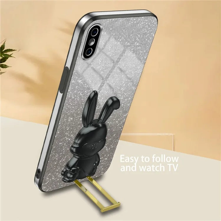 For iPhone XS Max Pull-out Kickstand Phone Cover Fall Protection Rabbit Case