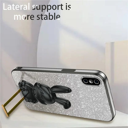 For iPhone XS Max Pull-out Kickstand Phone Cover Fall Protection Rabbit Case