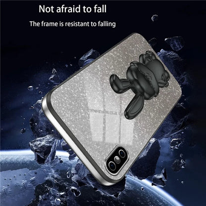 For iPhone XS Max Pull-out Kickstand Phone Cover Fall Protection Rabbit Case