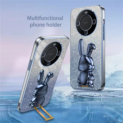 For Huawei Mate 60 Pro Pull-out Kickstand Cover Cartoon Rabbit Cell Phone Cases