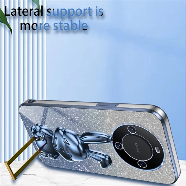 For Huawei Mate 60 Pro Pull-out Kickstand Cover Cartoon Rabbit Cell Phone Cases