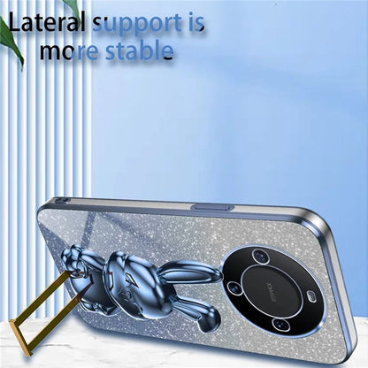 For Huawei Mate 60 Pro Pull-out Kickstand Cover Cartoon Rabbit Cell Phone Cases