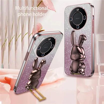 For Huawei Mate 60 Pro Pull-out Kickstand Cover Cartoon Rabbit Cell Phone Cases