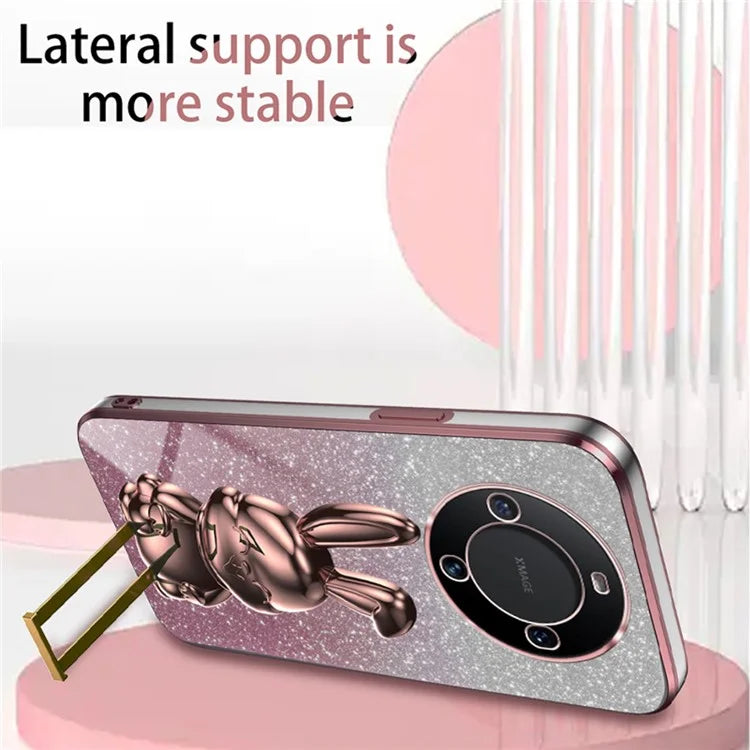 For Huawei Mate 60 Pro Pull-out Kickstand Cover Cartoon Rabbit Cell Phone Cases