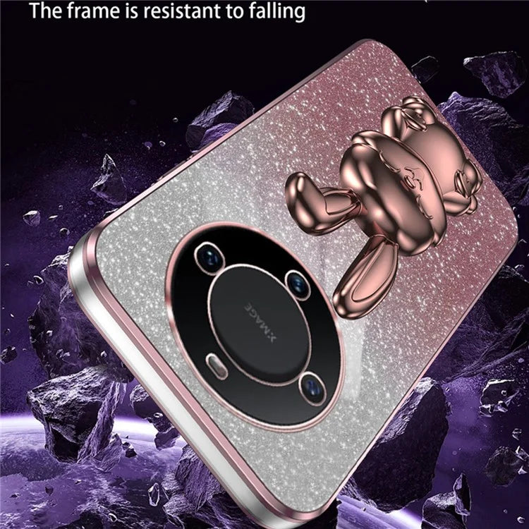 For Huawei Mate 60 Pro Pull-out Kickstand Cover Cartoon Rabbit Cell Phone Cases