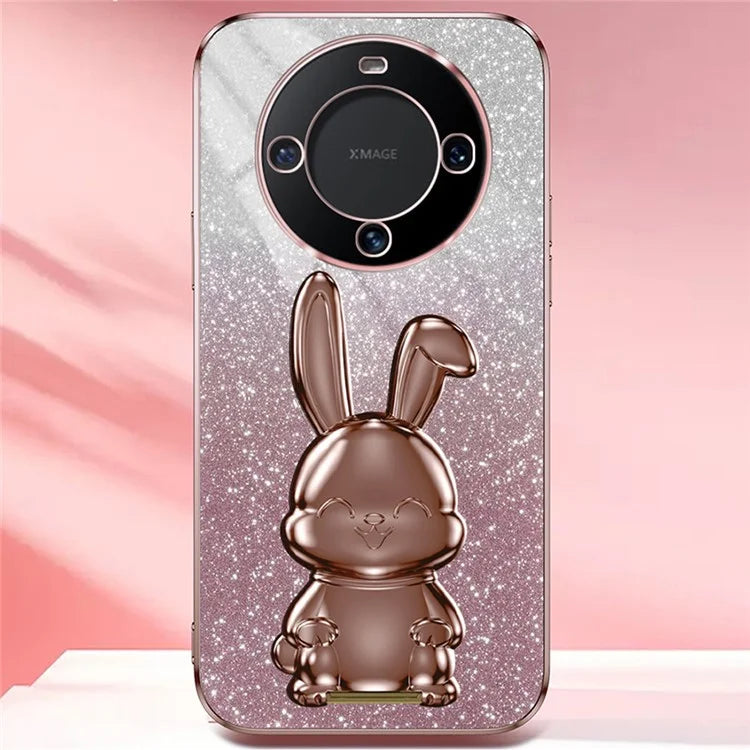 For Huawei Mate 60 Pro Pull-out Kickstand Cover Cartoon Rabbit Cell Phone Cases