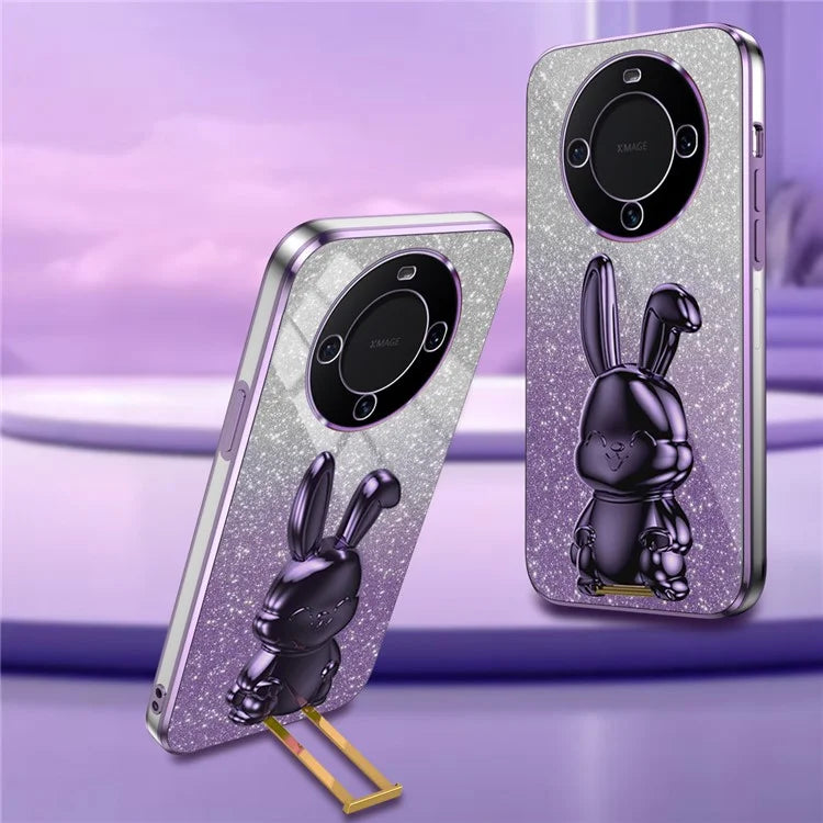 For Huawei Mate 60 Pro Pull-out Kickstand Cover Cartoon Rabbit Cell Phone Cases