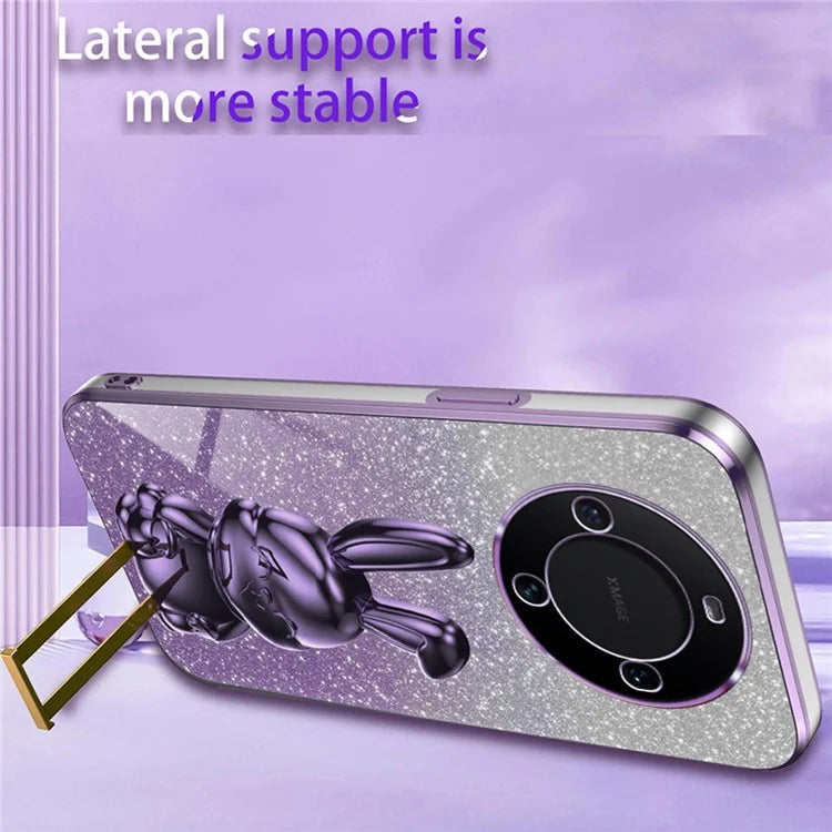 For Huawei Mate 60 Pro Pull-out Kickstand Cover Cartoon Rabbit Cell Phone Cases