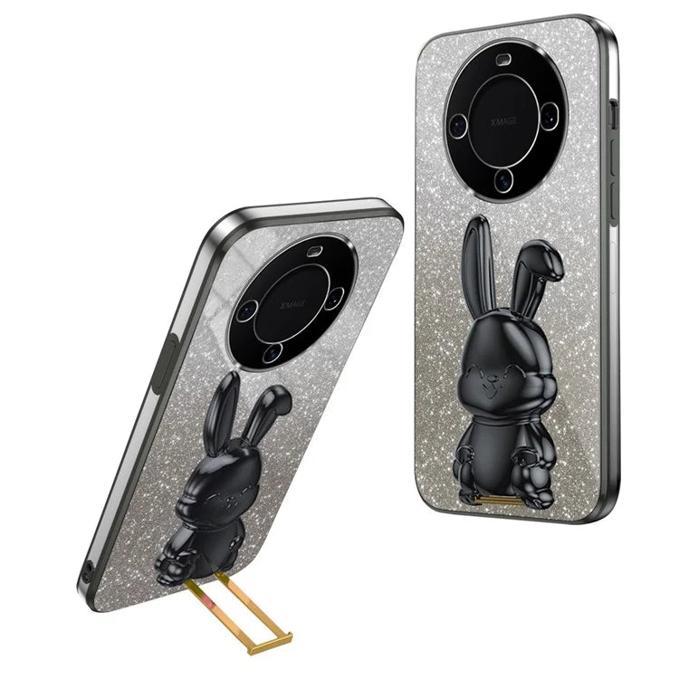 For Huawei Mate 60 Pro Pull-out Kickstand Cover Cartoon Rabbit Cell Phone Cases