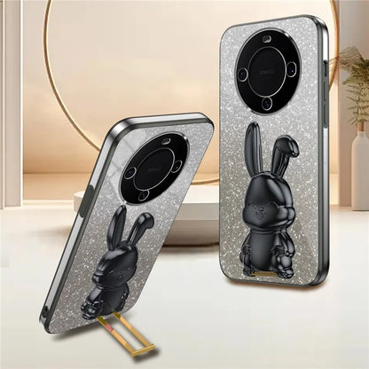 For Huawei Mate 60 Pro Pull-out Kickstand Cover Cartoon Rabbit Cell Phone Cases