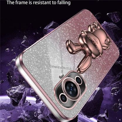 For Huawei nova 11 Cartoon Rabbit Kickstand Cover Glitter Phone Back Case