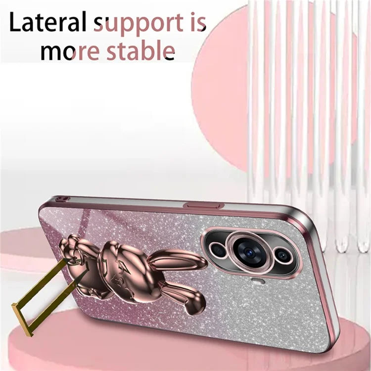 For Huawei nova 11 Cartoon Rabbit Kickstand Cover Glitter Phone Back Case