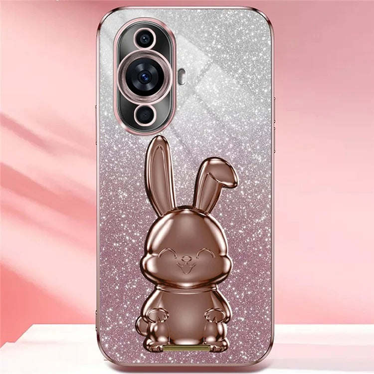 For Huawei nova 11 Cartoon Rabbit Kickstand Cover Glitter Phone Back Case