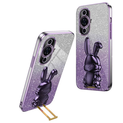 For Huawei nova 11 Cartoon Rabbit Kickstand Cover Glitter Phone Back Case