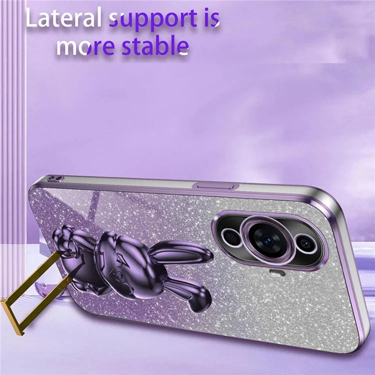 For Huawei nova 11 Cartoon Rabbit Kickstand Cover Glitter Phone Back Case
