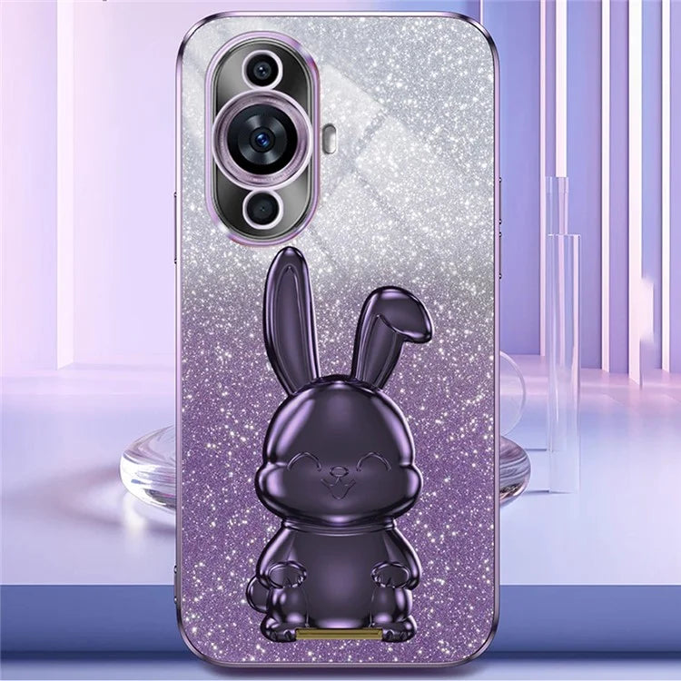For Huawei nova 11 Cartoon Rabbit Kickstand Cover Glitter Phone Back Case
