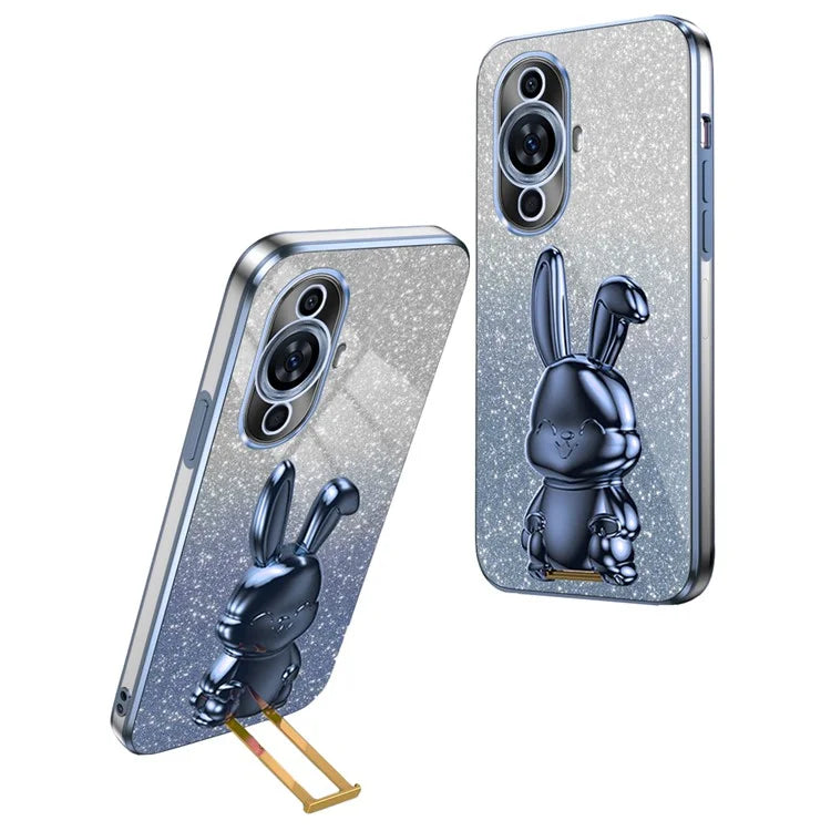 For Huawei nova 11 Cartoon Rabbit Kickstand Cover Glitter Phone Back Case