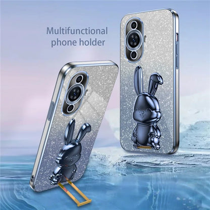 For Huawei nova 11 Cartoon Rabbit Kickstand Cover Glitter Phone Back Case