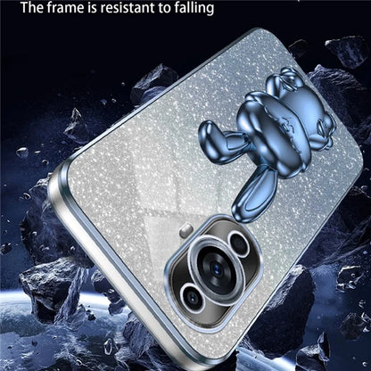 For Huawei nova 11 Cartoon Rabbit Kickstand Cover Glitter Phone Back Case