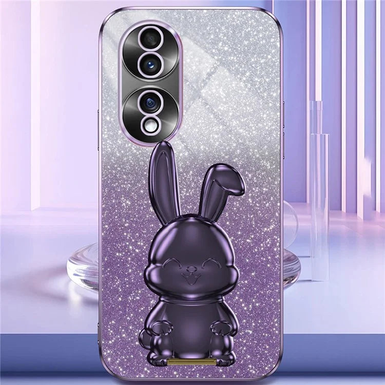 For Honor 70 5G Cell Phone Case Cartoon Rabbit PC+TPU Back Cover with Kickstand