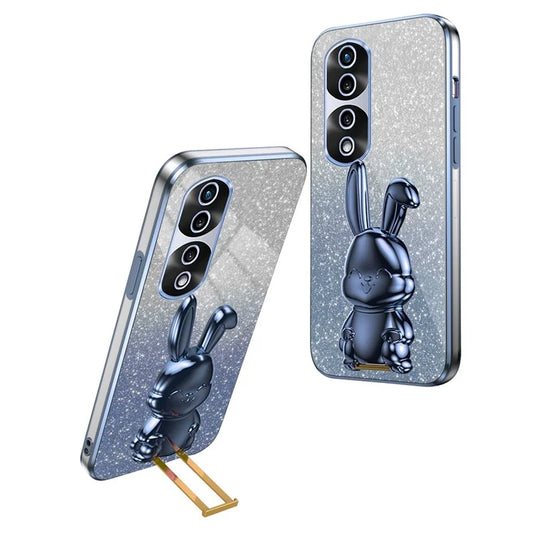For Honor 70 Pro 5G Phone Case Glitter Powder PC+TPU Phone Cover with Pull-out Kickstand