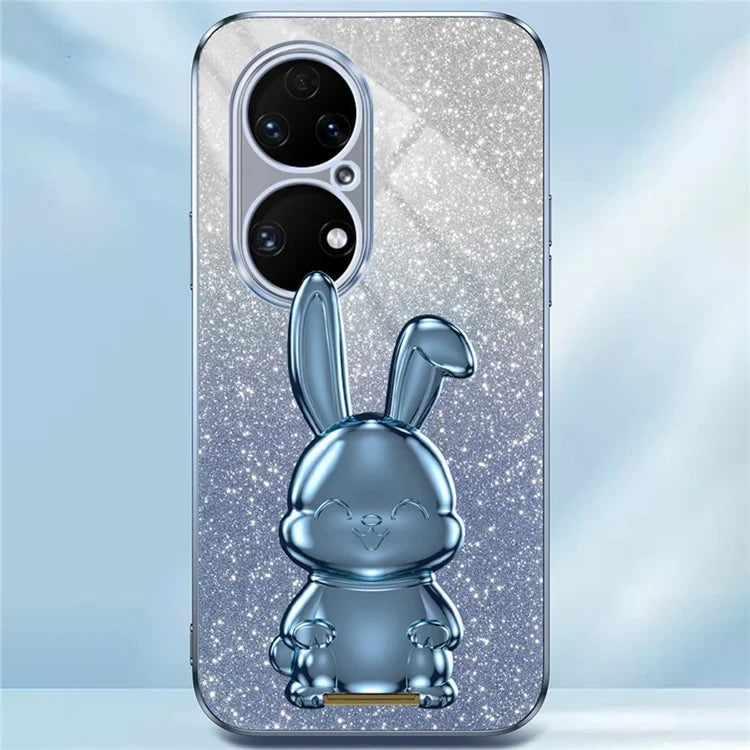 For Huawei P50 4G Case Pull-out Kickstand Glitter Powder PC+TPU Phone Cover