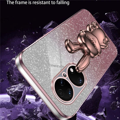 For Huawei P50 4G Case Pull-out Kickstand Glitter Powder PC+TPU Phone Cover
