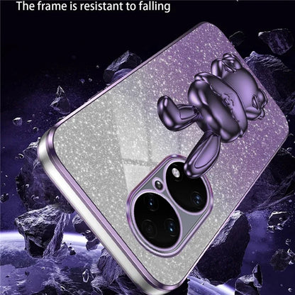 For Huawei P50 4G Case Pull-out Kickstand Glitter Powder PC+TPU Phone Cover
