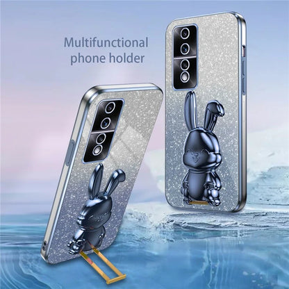 For Honor 80 GT 5G Case Cartoon Rabbit Pull-out Kickstand Drop-proof PC+TPU Phone Cover