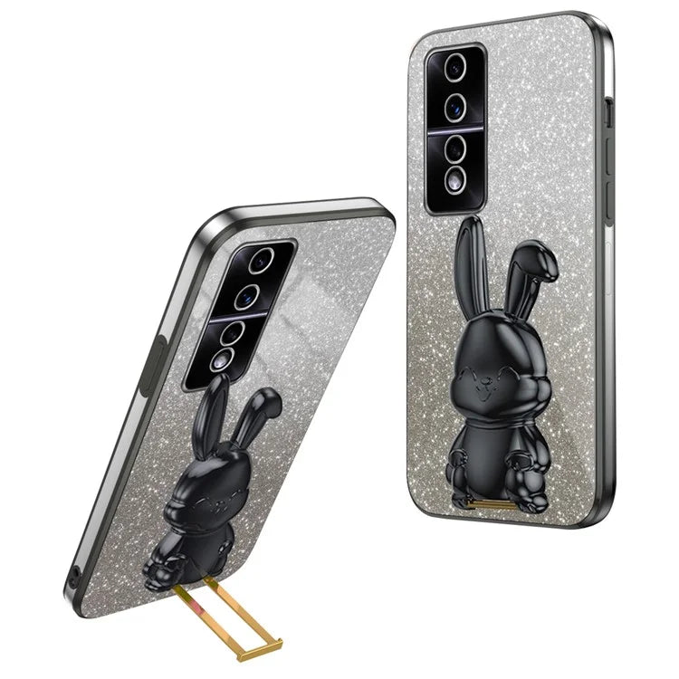 For Honor 80 GT 5G Case Cartoon Rabbit Pull-out Kickstand Drop-proof PC+TPU Phone Cover