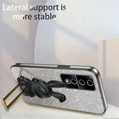 For Honor 80 GT 5G Case Cartoon Rabbit Pull-out Kickstand Drop-proof PC+TPU Phone Cover