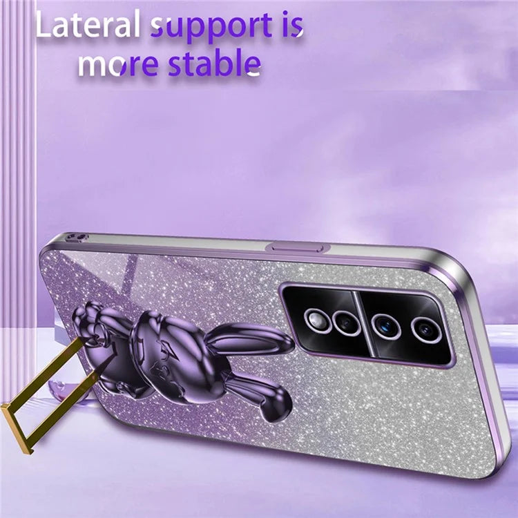 For Honor 80 GT 5G Case Cartoon Rabbit Pull-out Kickstand Drop-proof PC+TPU Phone Cover