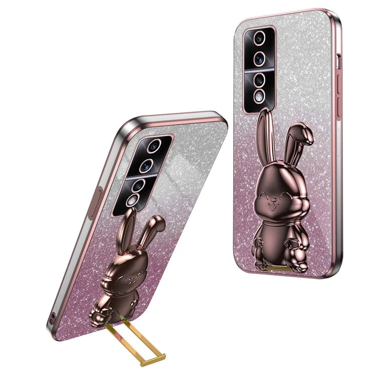 For Honor 80 GT 5G Case Cartoon Rabbit Pull-out Kickstand Drop-proof PC+TPU Phone Cover
