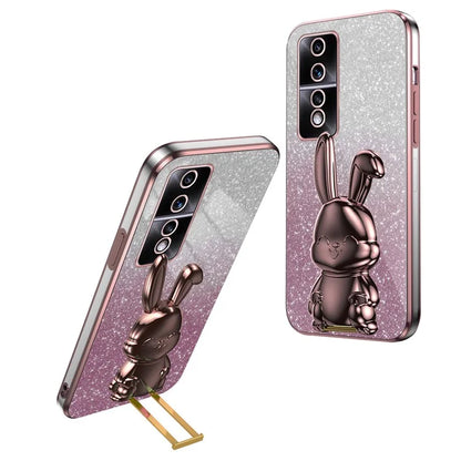 For Honor 80 GT 5G Case Cartoon Rabbit Pull-out Kickstand Drop-proof PC+TPU Phone Cover