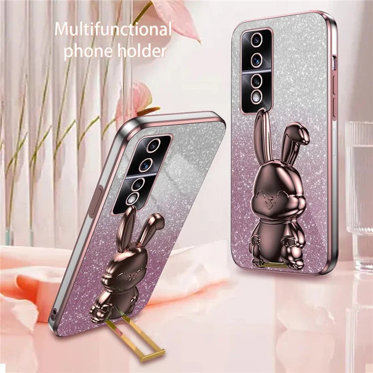 For Honor 80 GT 5G Case Cartoon Rabbit Pull-out Kickstand Drop-proof PC+TPU Phone Cover