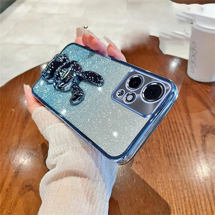 For Honor 90 GT 5G Case Glitter Electroplated Phone Protective Cover with Pull-out Kickstand