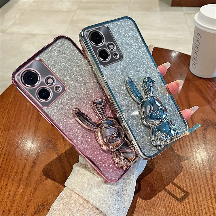For Honor 90 GT 5G Case Glitter Electroplated Phone Protective Cover with Pull-out Kickstand